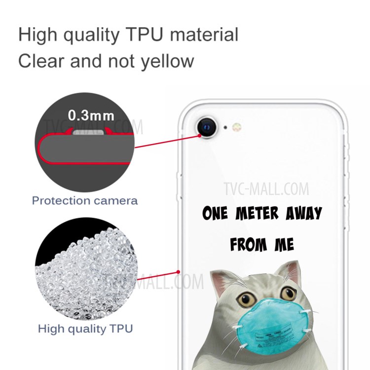 Pattern Printing Soft TPU Cover for iPhone SE (2nd Generation)/8/7 - One Meter Away From Me-3