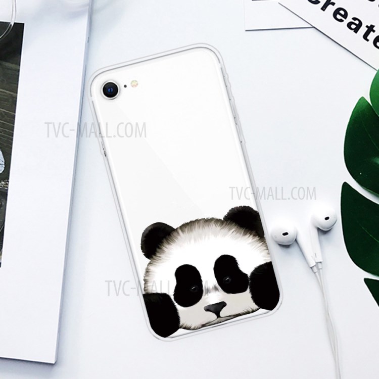 Pattern Printing Soft TPU Cover for iPhone SE (2nd Generation)/8/7 - Panda-2