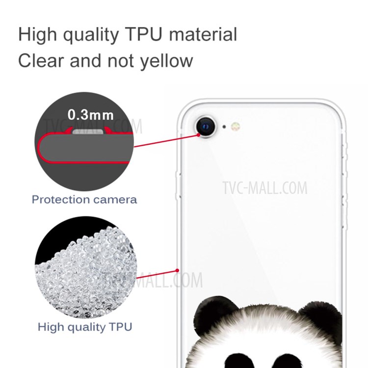 Pattern Printing Soft TPU Cover for iPhone SE (2nd Generation)/8/7 - Panda-3