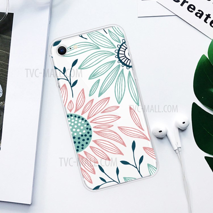 Pattern Printing Soft TPU Cover for iPhone SE (2nd Generation)/8/7 - Flower-2