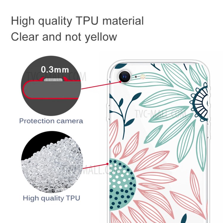 Pattern Printing Soft TPU Cover for iPhone SE (2nd Generation)/8/7 - Flower-3