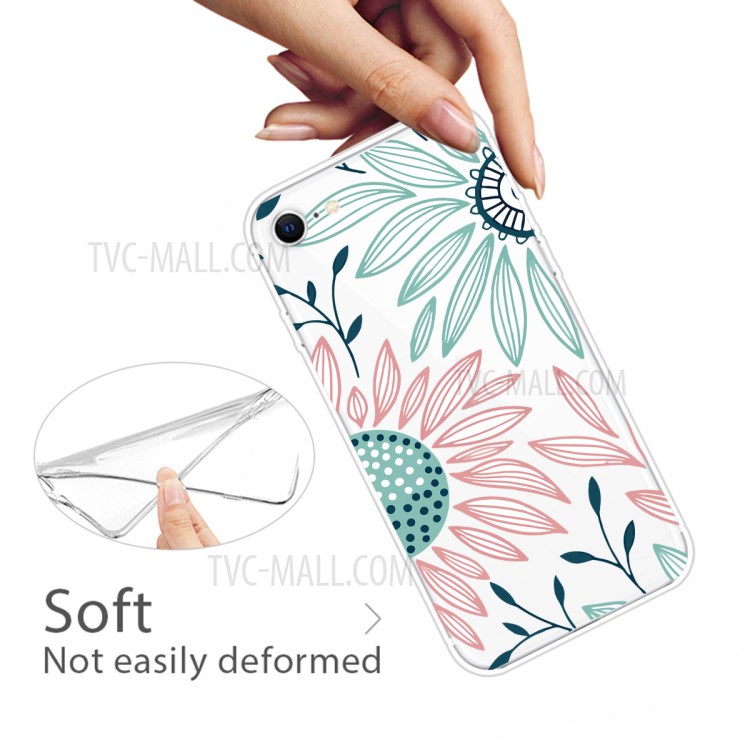 Pattern Printing Soft TPU Cover for iPhone SE (2nd Generation)/8/7 - Flower-4