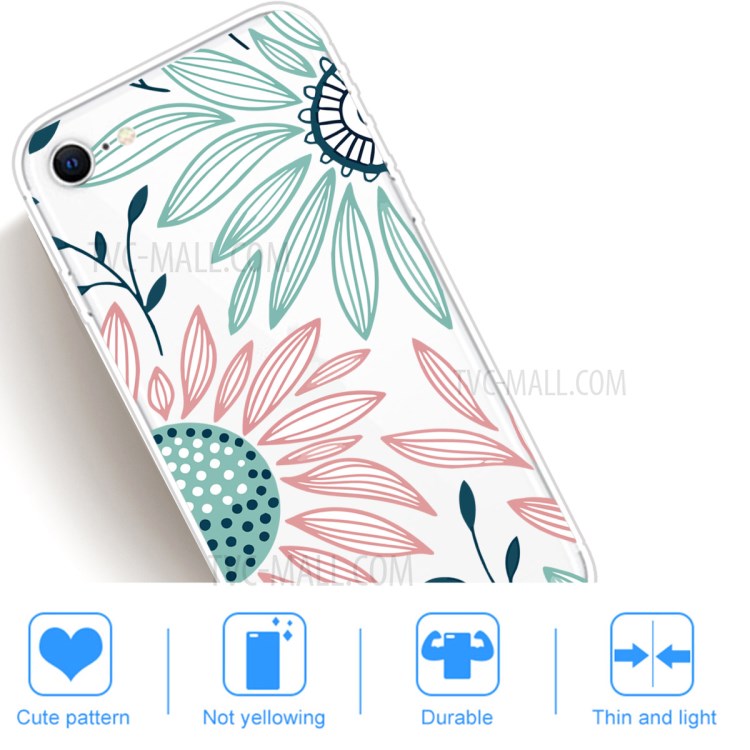 Pattern Printing Soft TPU Cover for iPhone SE (2nd Generation)/8/7 - Flower-5