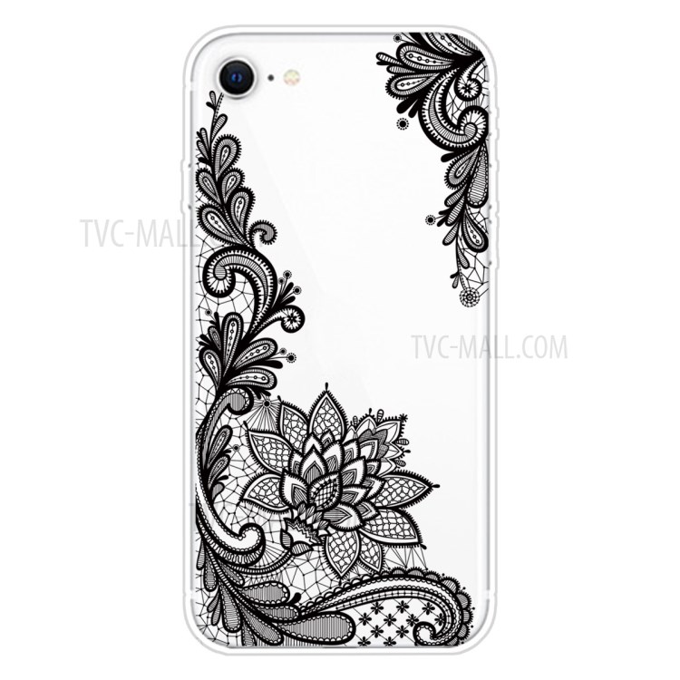 Pattern Printing Soft TPU Cover for iPhone SE (2nd Generation)/8/7 - Lace Flower-1
