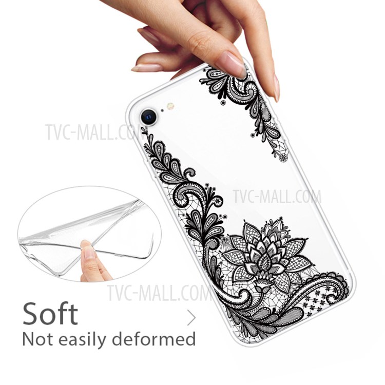 Pattern Printing Soft TPU Cover for iPhone SE (2nd Generation)/8/7 - Lace Flower-4
