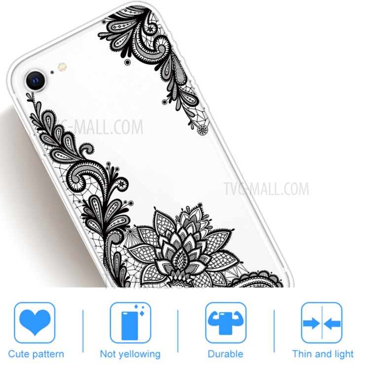 Pattern Printing Soft TPU Cover for iPhone SE (2nd Generation)/8/7 - Lace Flower-5