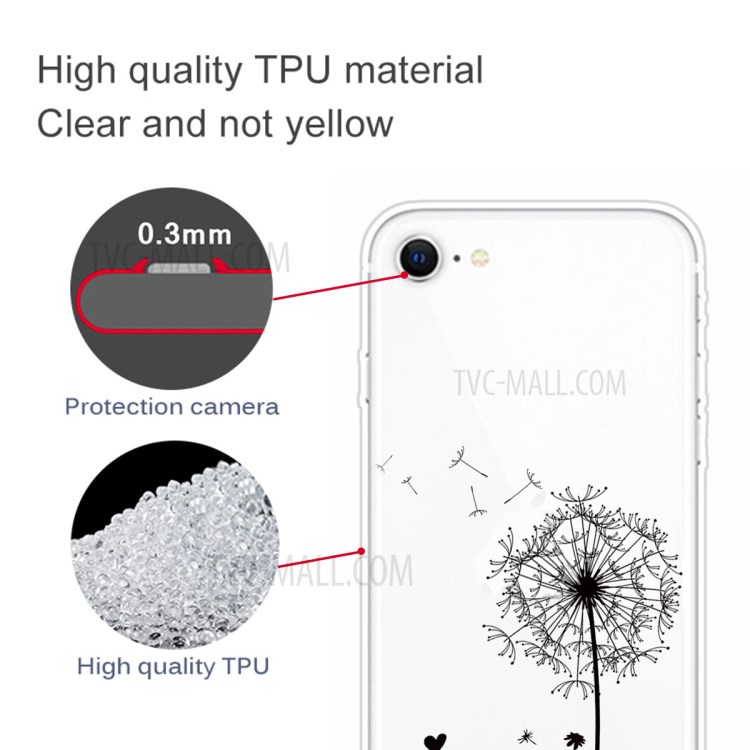 Pattern Printing Soft TPU Cover for iPhone SE (2nd Generation)/8/7 - Dandelion-3