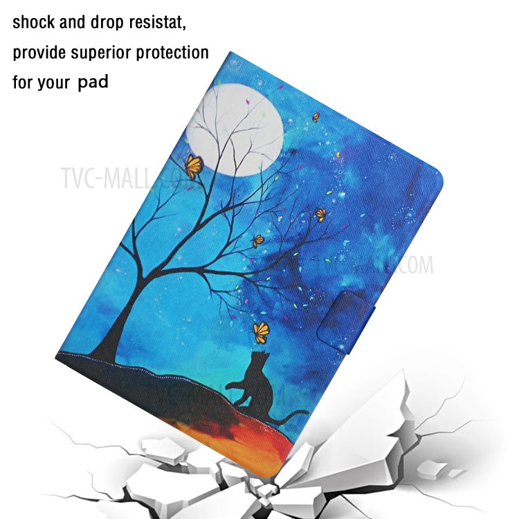 Pattern Printing Card Slots Stand Flip Leather Case for iPad 10.2 (2019)/Air 10.5 inch (2019)/Pro 10.5-inch (2017) - Tree and Cat-5