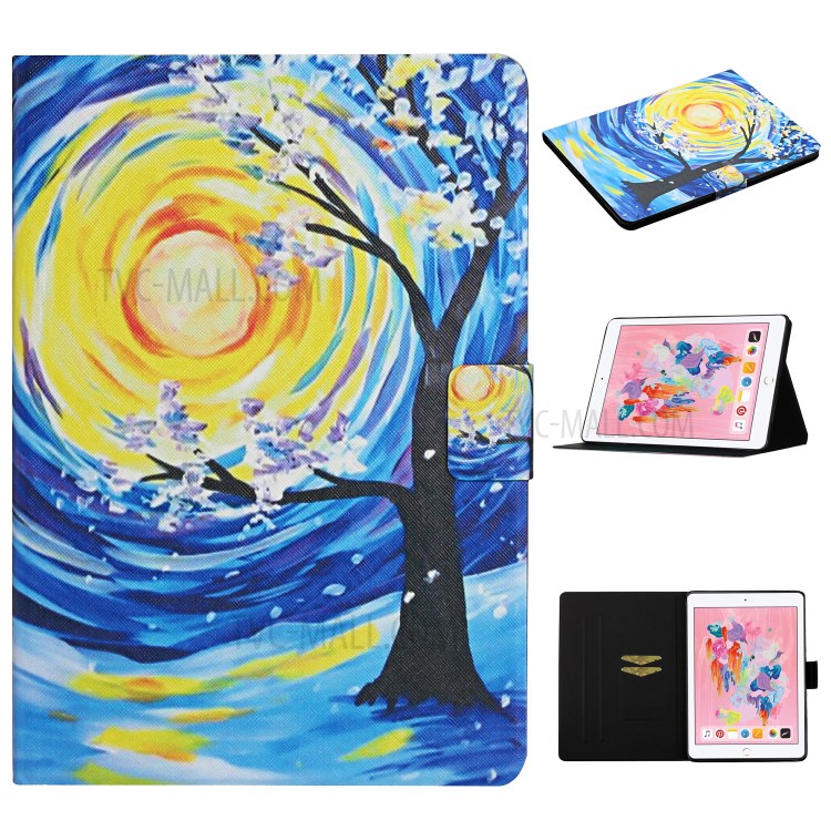 Pattern Printing Card Slots Stand Flip Leather Case for iPad 10.2 (2019)/Air 10.5 inch (2019)/Pro 10.5-inch (2017) - Tree and Moon-1
