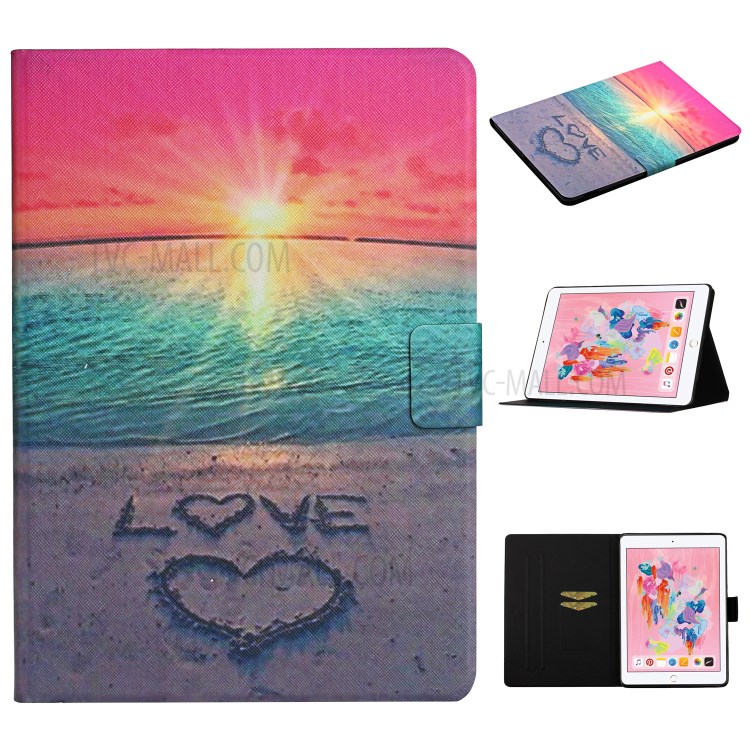 Pattern Printing Card Slots Stand Flip Leather Case for iPad 10.2 (2019)/Air 10.5 inch (2019)/Pro 10.5-inch (2017) - Seaside Love-1