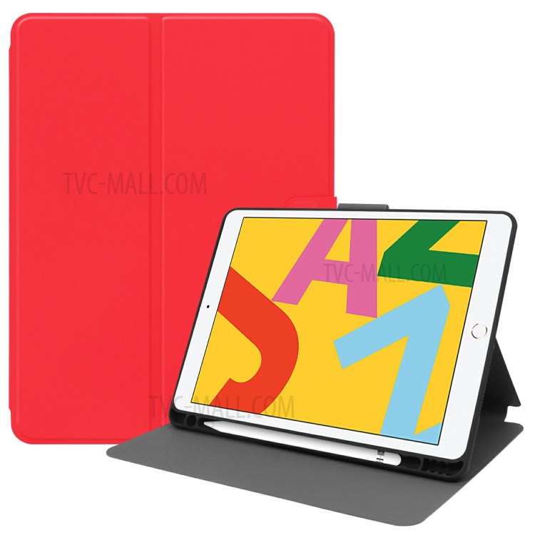PU Leather Stand Tablet Case with Pen Slot for Apple iPad 9.7-inch (2018)/(2017) - Red-1