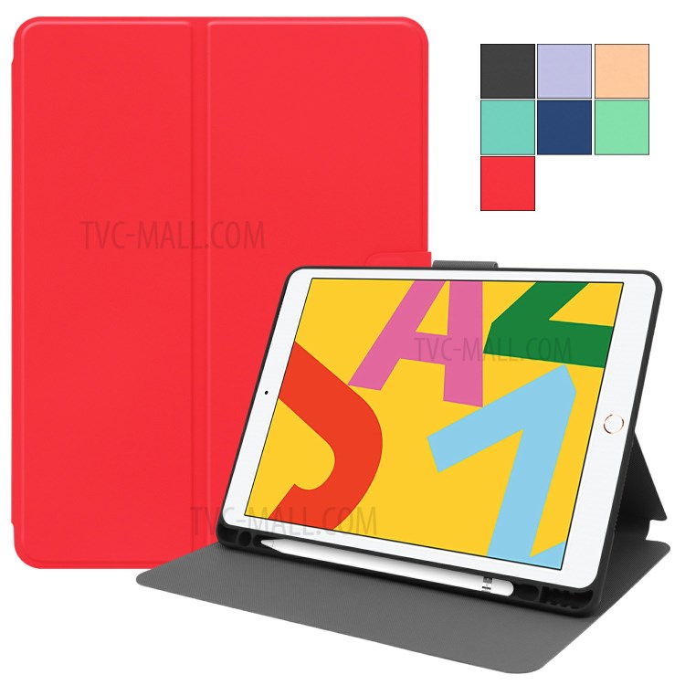 PU Leather Stand Tablet Case with Pen Slot for Apple iPad 9.7-inch (2018)/(2017) - Red-7