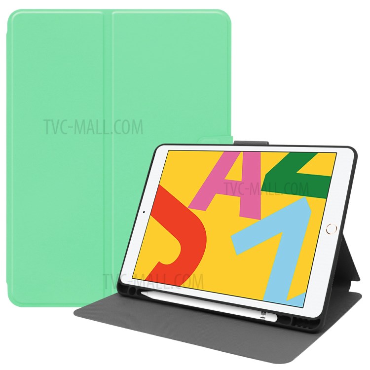 PU Leather Stand Tablet Case with Pen Slot for Apple iPad 9.7-inch (2018)/(2017) - Green-1