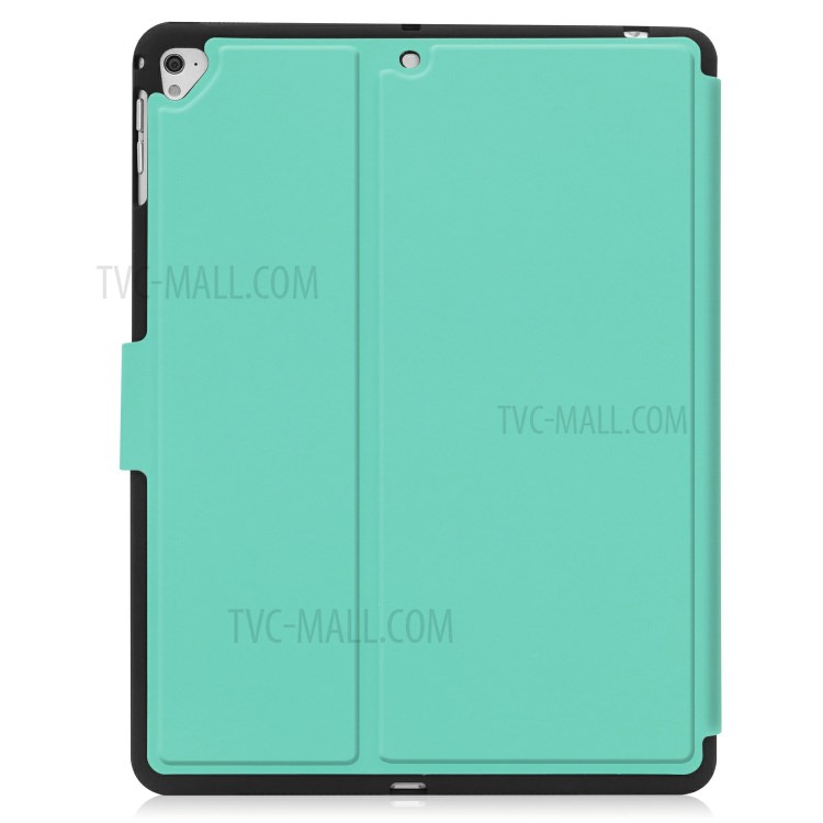PU Leather Stand Tablet Case with Pen Slot for Apple iPad 9.7-inch (2018)/(2017) - Cyan-2