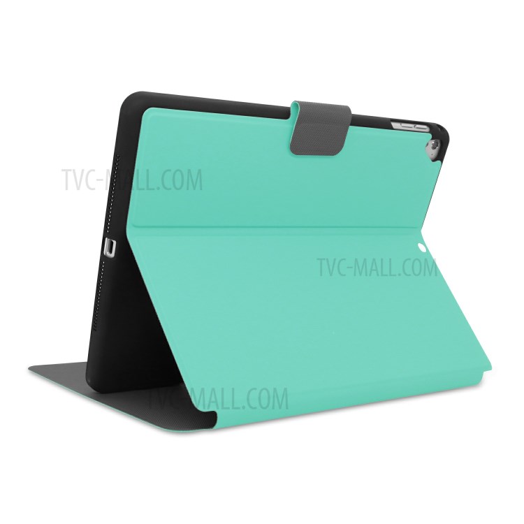 PU Leather Stand Tablet Case with Pen Slot for Apple iPad 9.7-inch (2018)/(2017) - Cyan-5