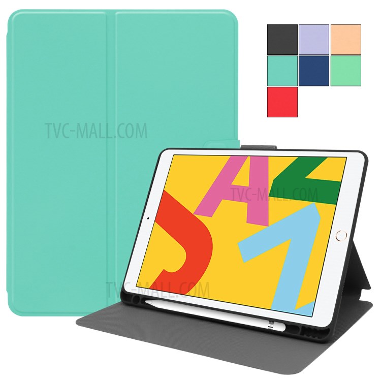 PU Leather Stand Tablet Case with Pen Slot for Apple iPad 9.7-inch (2018)/(2017) - Cyan-7