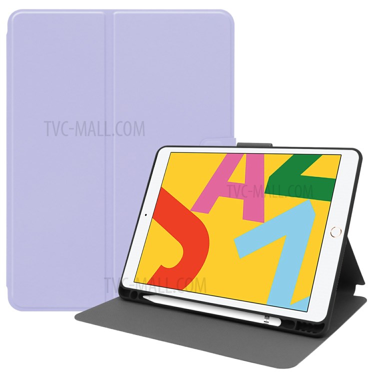 PU Leather Stand Tablet Case with Pen Slot for Apple iPad 9.7-inch (2018)/(2017) - Purple-1