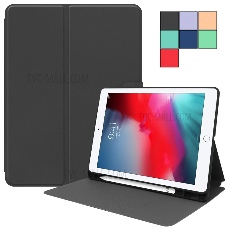 PU Leather Stand Tablet Protective Case with Pen Slot for Apple iPad 10.2 (2019) - Black-11