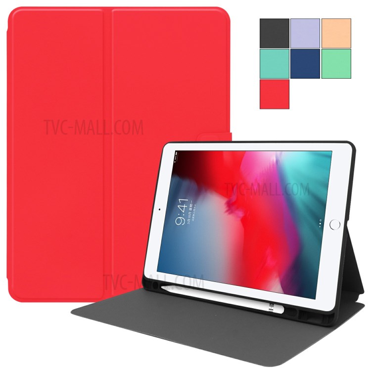 PU Leather Stand Tablet Protective Case with Pen Slot for Apple iPad 10.2 (2019) - Red-7