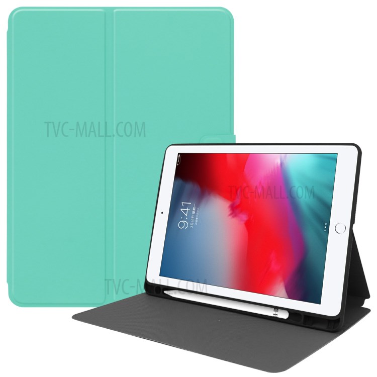 PU Leather Stand Tablet Protective Case with Pen Slot for Apple iPad 10.2 (2019) - Cyan-1
