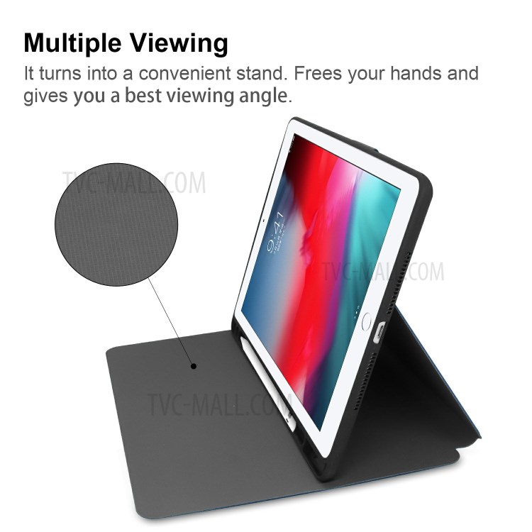 PU Leather Stand Tablet Protective Case with Pen Slot for Apple iPad 10.2 (2019) - Blue-4