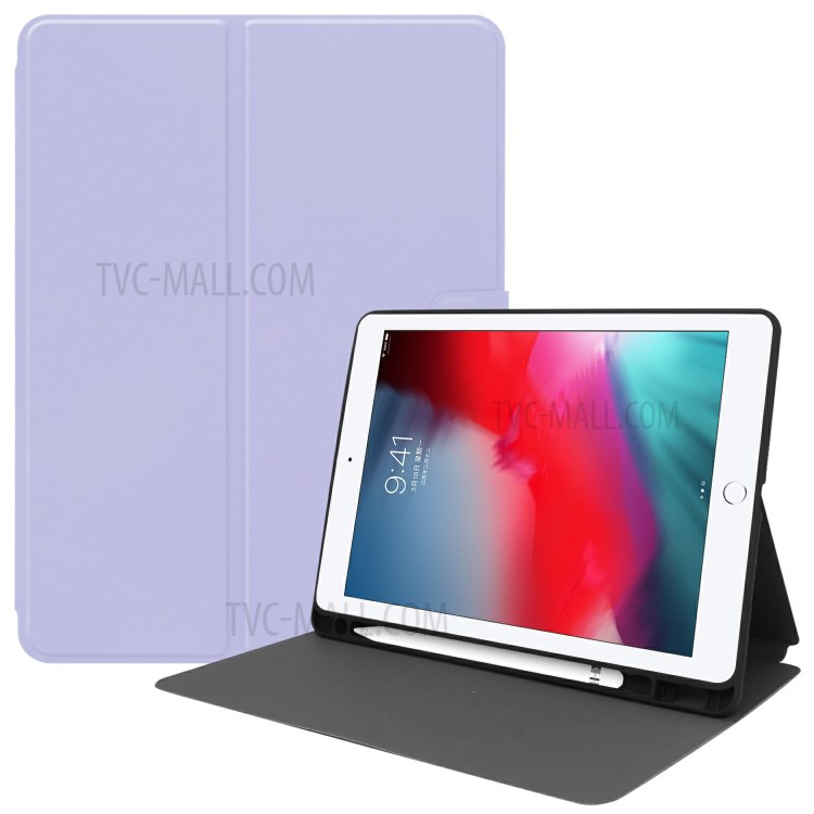 PU Leather Stand Tablet Protective Case with Pen Slot for Apple iPad 10.2 (2019) - Purple-1