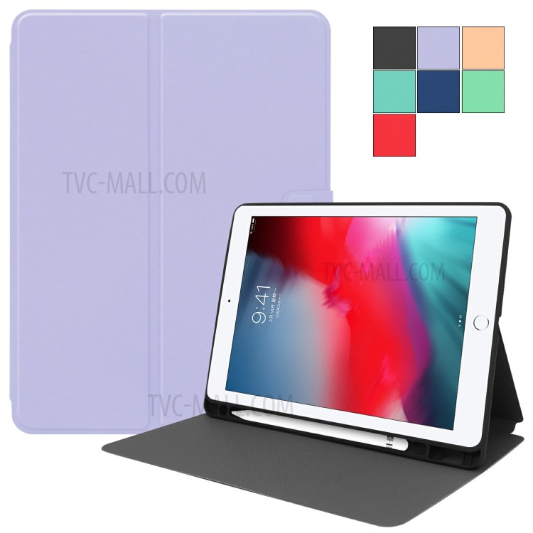 PU Leather Stand Tablet Protective Case with Pen Slot for Apple iPad 10.2 (2019) - Purple-7