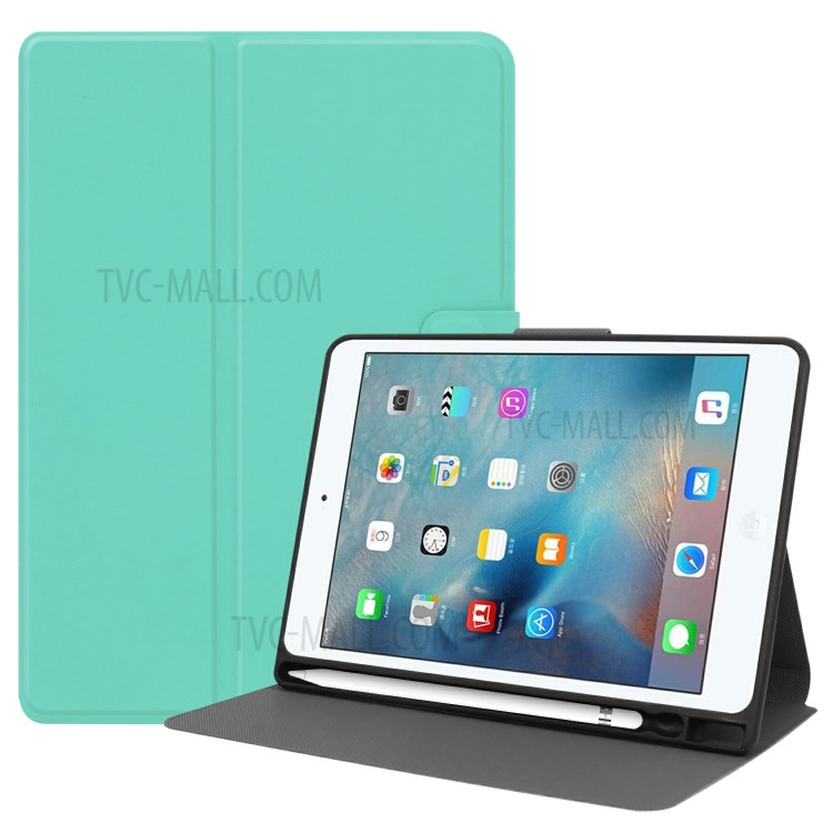 PU Leather Stand Tablet Protective Cover with Pen Slot for Apple iPad Mini (2019) 7.9 inch/Mini 4 - Cyan-1