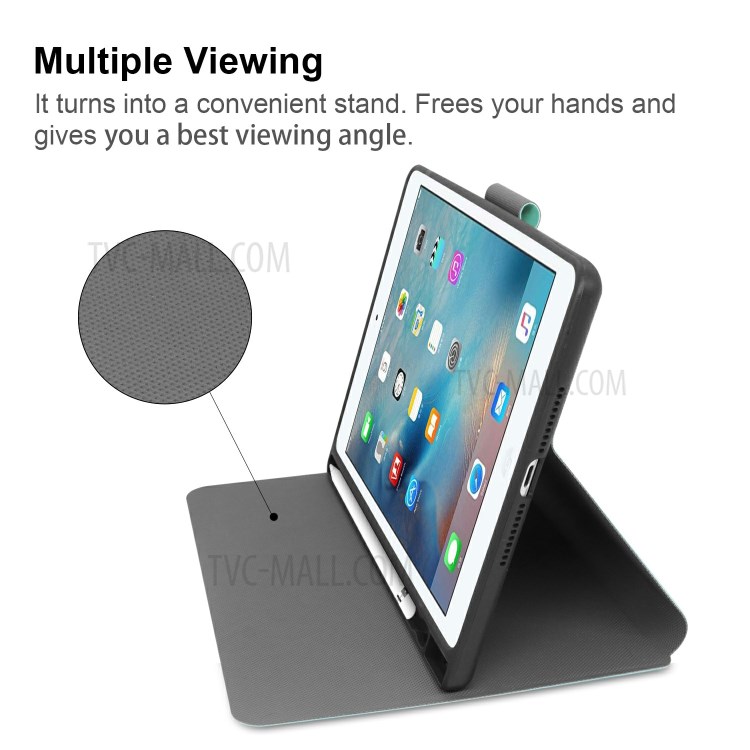 PU Leather Stand Tablet Protective Cover with Pen Slot for Apple iPad Mini (2019) 7.9 inch/Mini 4 - Cyan-4
