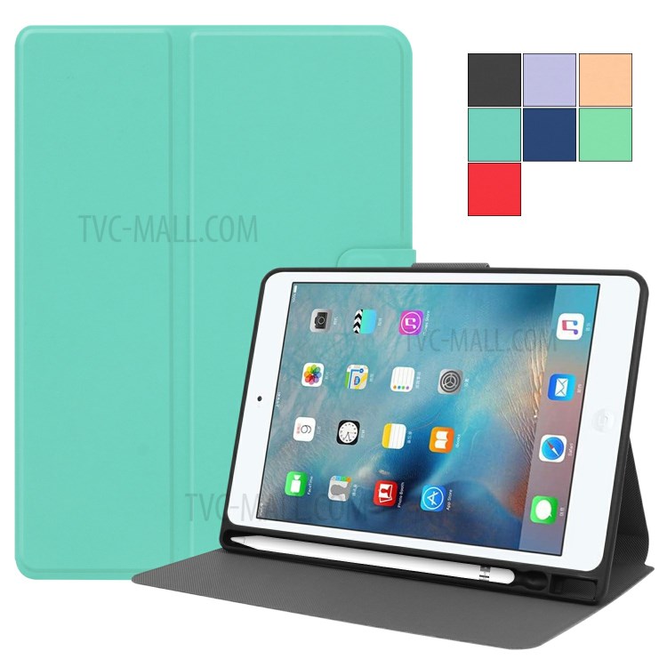 PU Leather Stand Tablet Protective Cover with Pen Slot for Apple iPad Mini (2019) 7.9 inch/Mini 4 - Cyan-7