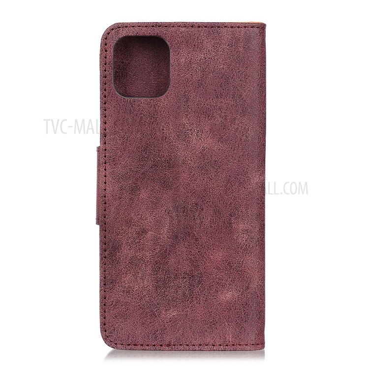 Retro Split Leather Mobile Phone Case for iPhone 12 Pro 6.1 inch/12 Max 6.1 inch - Wine Red-10