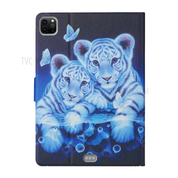 Pattern Printing Card Slots Stand Flip Leather Protective Cover for iPad Pro 11-inch (2020)/(2018) - Tiger-3