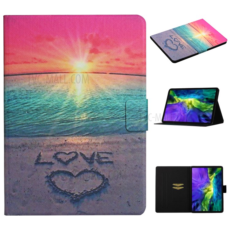 Pattern Printing Card Slots Stand Flip Leather Protective Cover for iPad Pro 11-inch (2020)/(2018) - Seaside Love-1