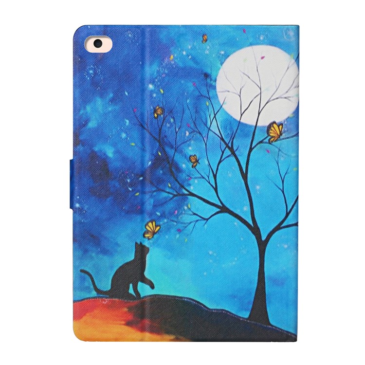 Pattern Printing with Card Slots Leather Case for iPad Air (2013)/iPad Air 2/iPad 9.7-inch (2017)/(2018) - Cat and Moon-3