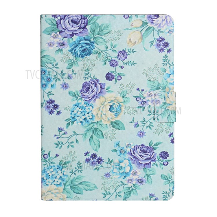 Flower Pattern Printing Card Holder Stand Leather Case for Apple iPad Pro 11-inch (2020)/(2018) - Purple Flower-2