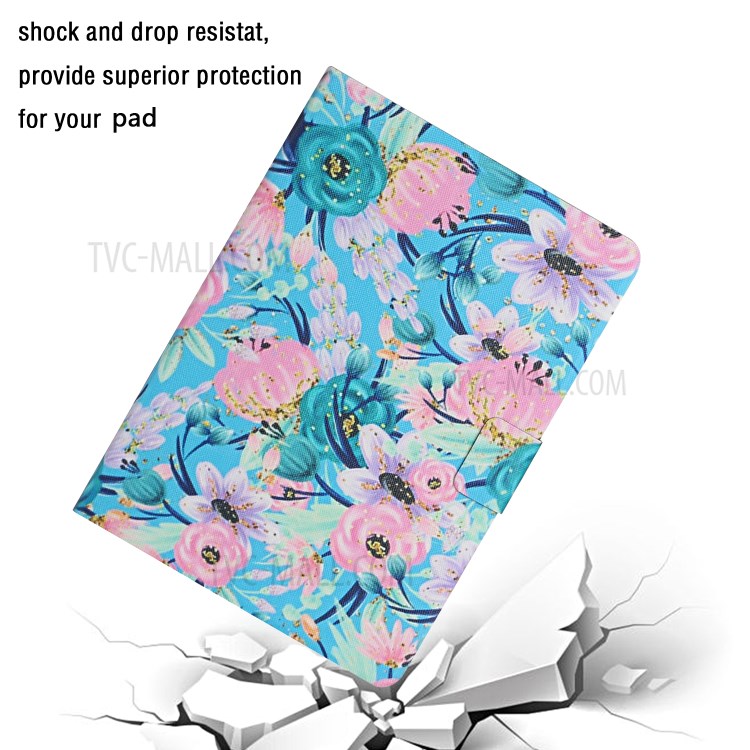 Flower Pattern Printing Card Holder Stand Leather Case for Apple iPad Pro 11-inch (2020)/(2018) - Pink Flower-5