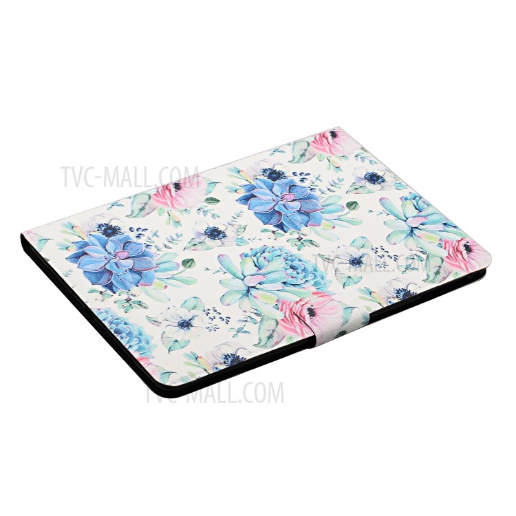 Flower Pattern Printing Card Holder Stand Leather Case for Apple iPad Pro 11-inch (2020)/(2018) - Blue Flower-4