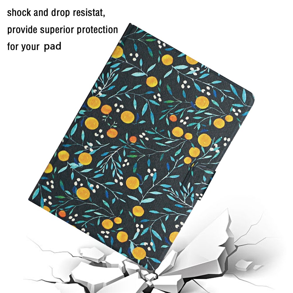 Flower Pattern Printing Card Holder Stand Tablet Cover Case for iPad 10.2 (2019)/Pro 10.5-inch (2017)/Air 10.5 inch (2019) - Orange-5