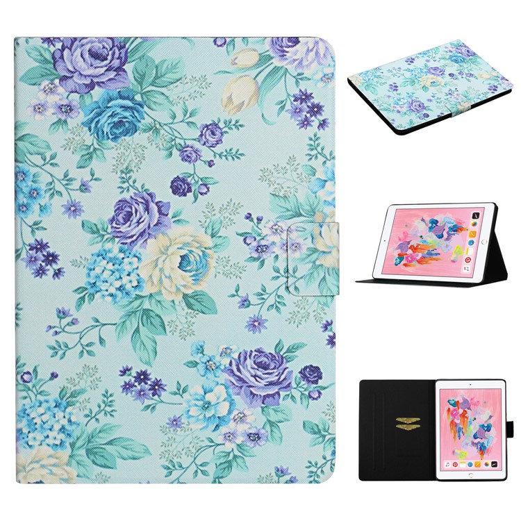 Flower Pattern Printing Card Holder Stand Tablet Cover Case for iPad 10.2 (2019)/Pro 10.5-inch (2017)/Air 10.5 inch (2019) - Vivid Flower-1