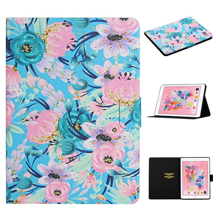 Flower Pattern Printing Card Holder Stand Tablet Cover Case for iPad 10.2 (2019)/Pro 10.5-inch (2017)/Air 10.5 inch (2019) - Pink Flower-1