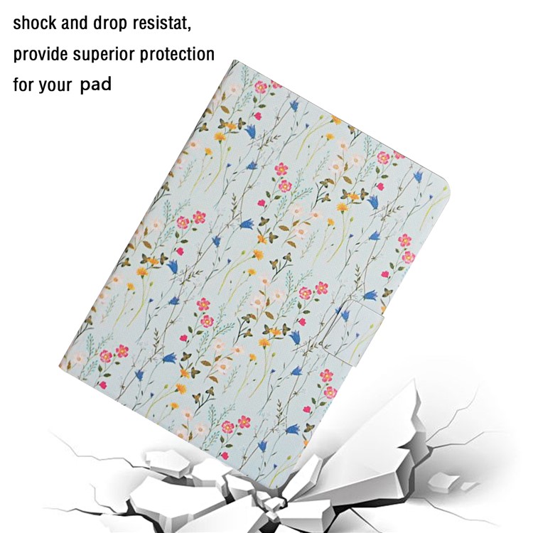 Flower Pattern Printing Card Holder Stand Tablet Cover Case for iPad 10.2 (2020)(2019)/Pro 10.5-inch (2017)/Air 10.5 inch (2019) - Red Flower-5