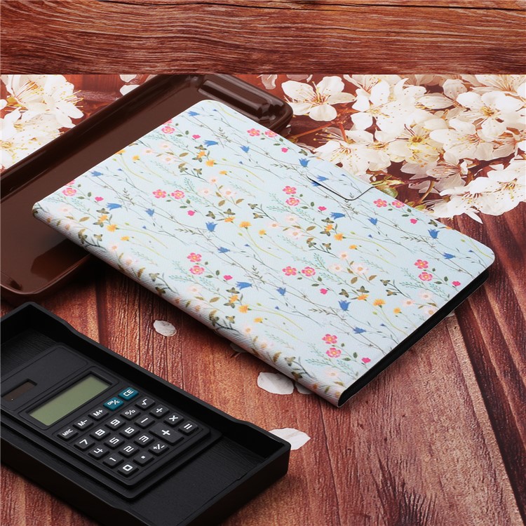 Flower Pattern Printing Card Holder Stand Tablet Cover Case for iPad 10.2 (2020)(2019)/Pro 10.5-inch (2017)/Air 10.5 inch (2019) - Red Flower-8