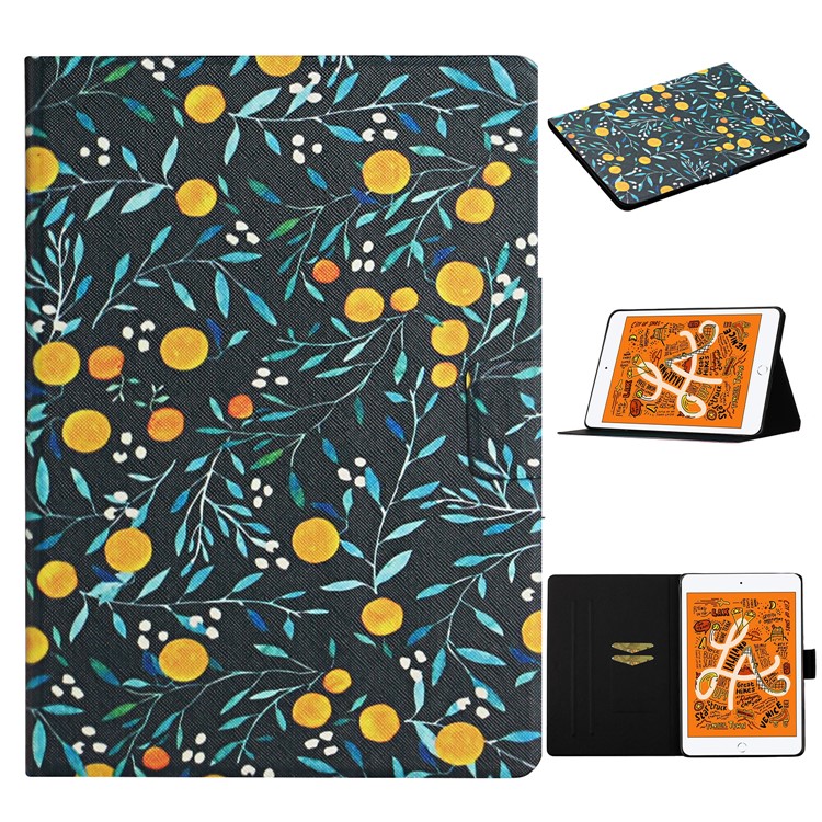 Fiore Modello Stampa Guscio Basamento Tavoletta Supporto Di Carta Per Ipad Mini (2019) 7.9 Pollici / 4/3/2/1 - Arancia-1