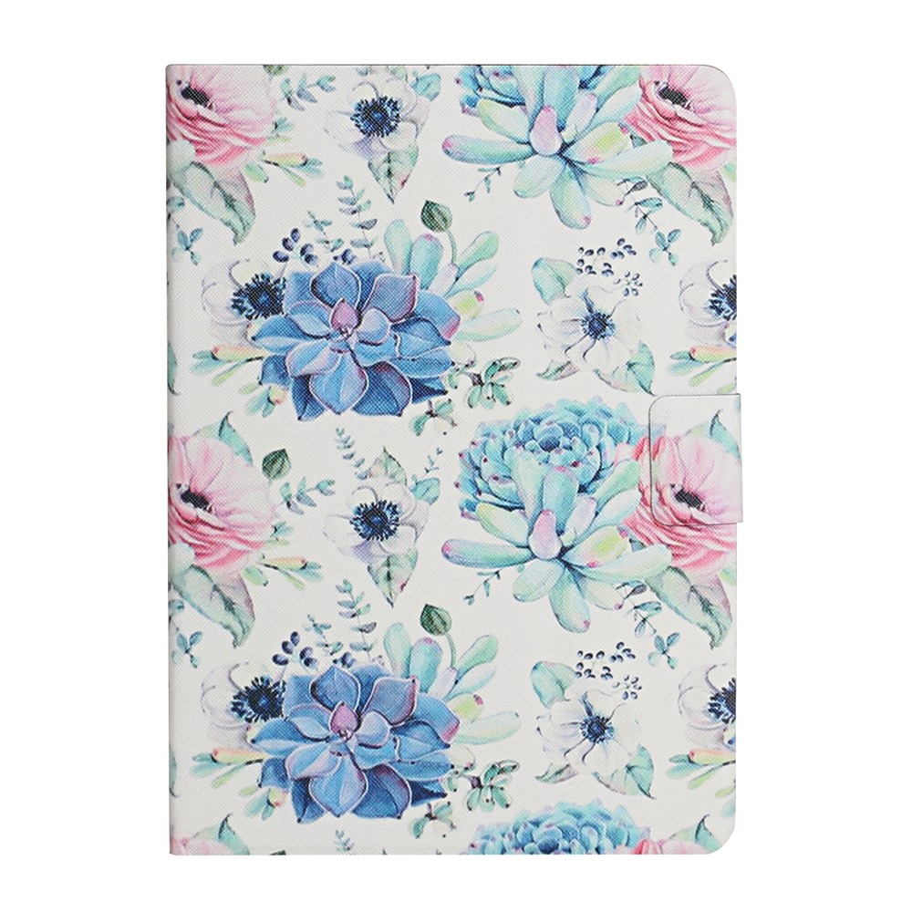 Flower Pattern Printing Card Holder Stand Tablet Shell for iPad mini (2019) 7.9 inch/4/3/2/1 - Blue Flower-2