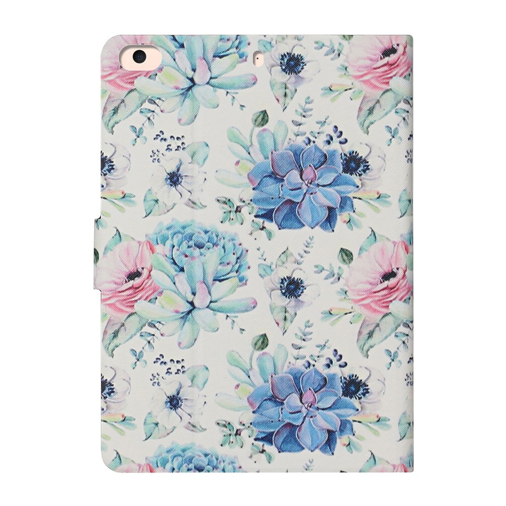 Flower Pattern Printing Card Holder Stand Tablet Shell for iPad mini (2019) 7.9 inch/4/3/2/1 - Blue Flower-3