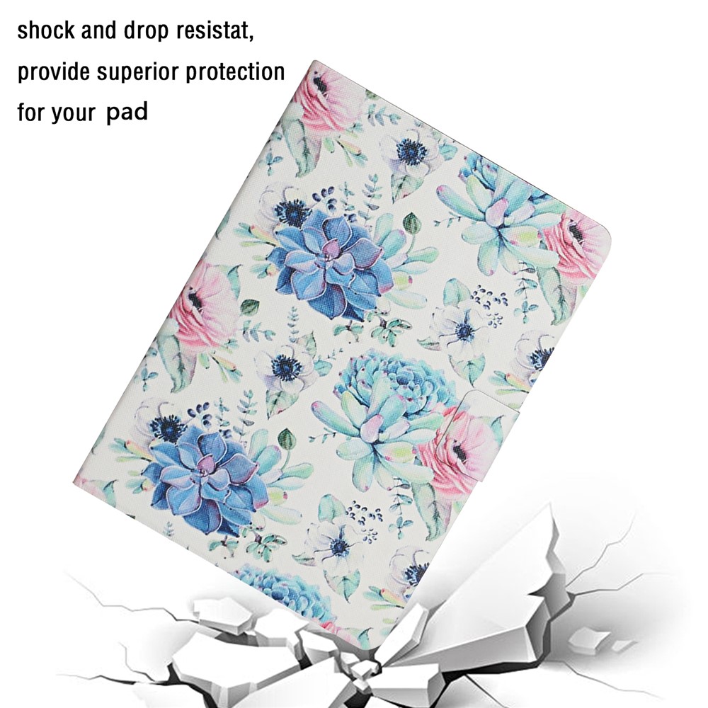 Flower Pattern Printing Card Holder Stand Tablet Shell for iPad mini (2019) 7.9 inch/4/3/2/1 - Blue Flower-5
