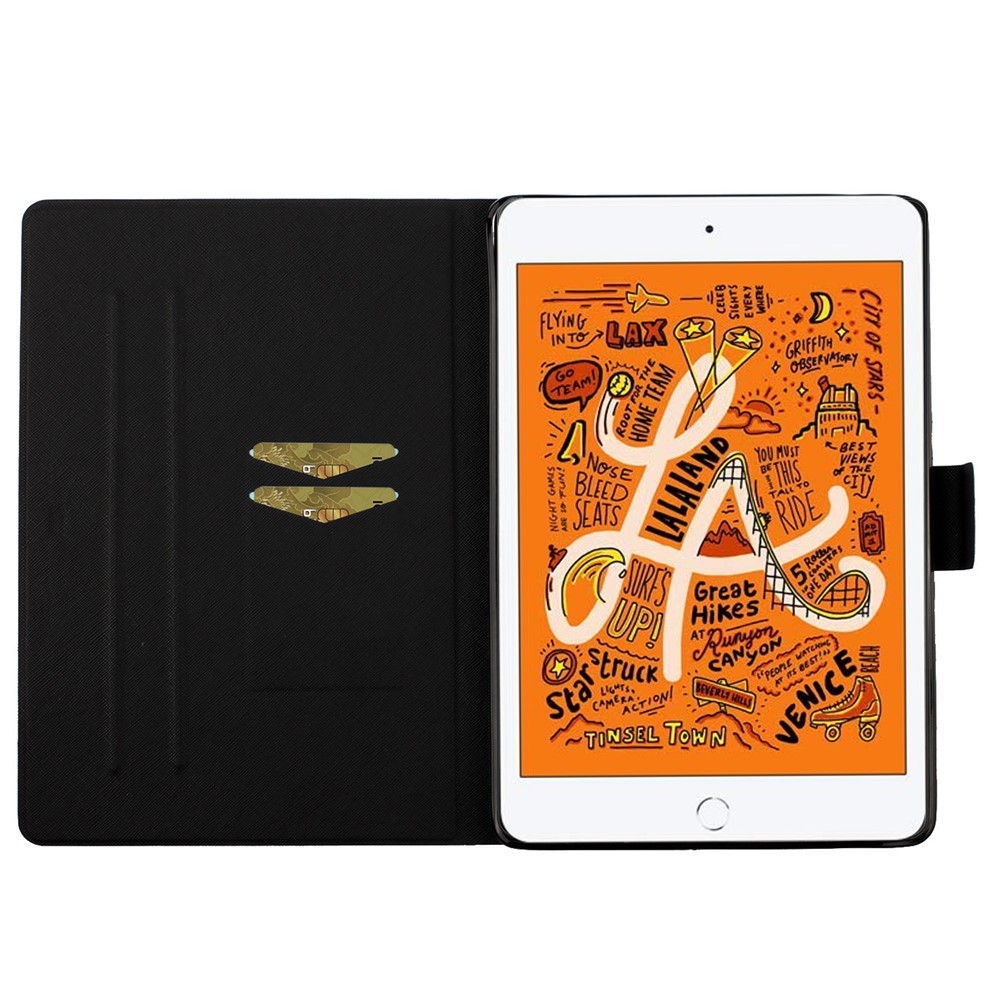 Flower Pattern Printing Card Holder Stand Tablet Shell for iPad mini (2019) 7.9 inch/4/3/2/1 - Blue Flower-7