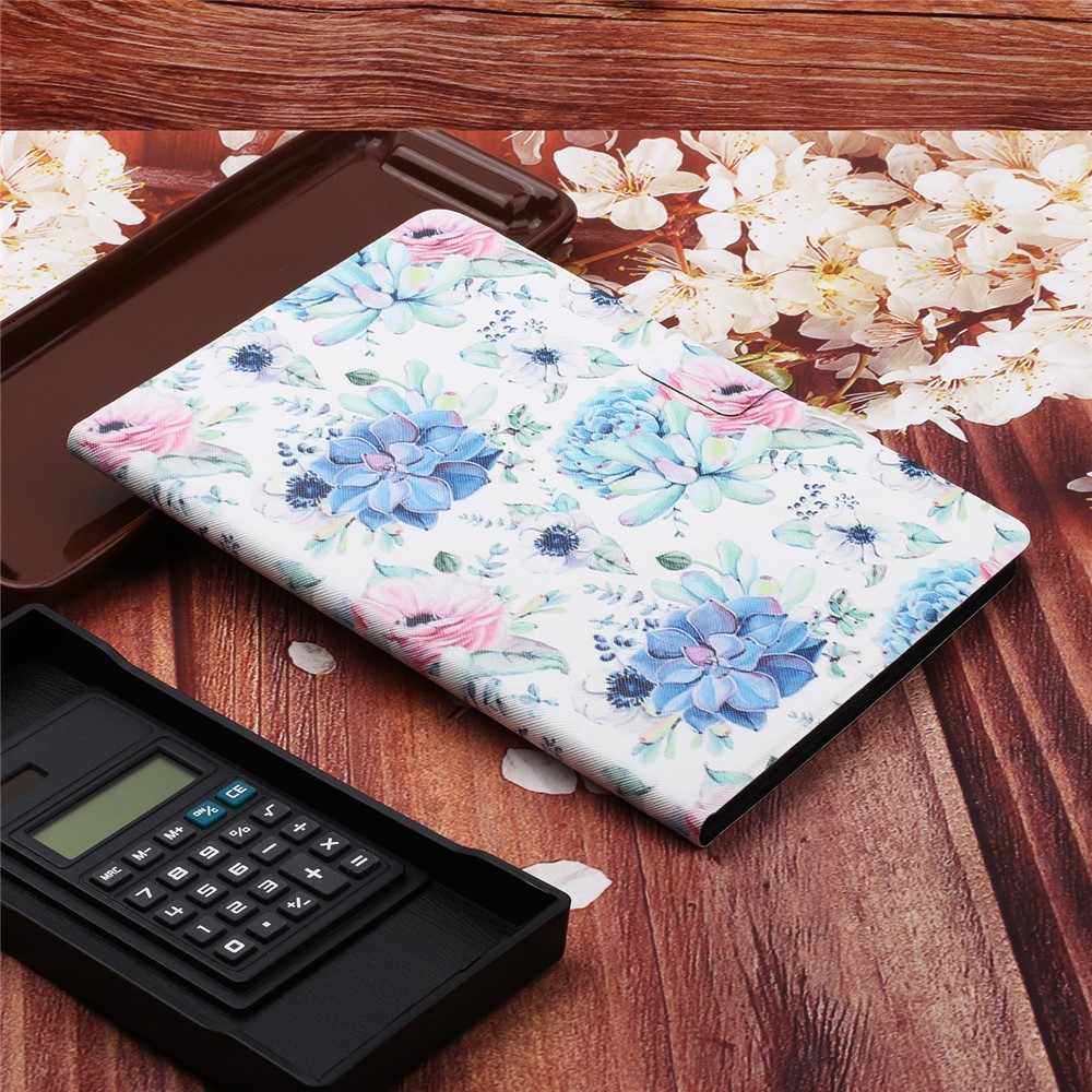 Flower Pattern Printing Card Holder Stand Tablet Shell for iPad mini (2019) 7.9 inch/4/3/2/1 - Blue Flower-8