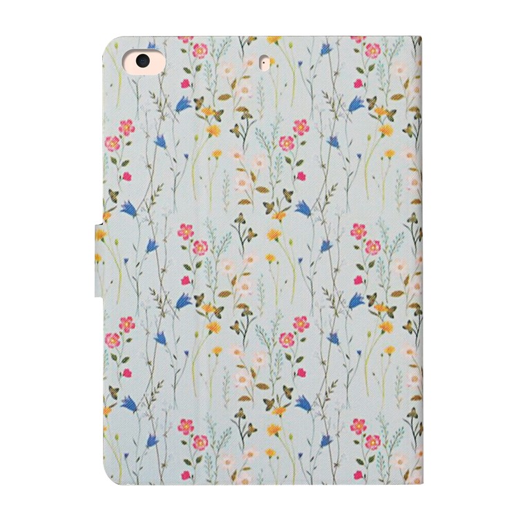 Flower Pattern Printing Card Holder Stand Tablet Shell for iPad mini (2019) 7.9 inch/4/3/2/1 - Red Flower-3