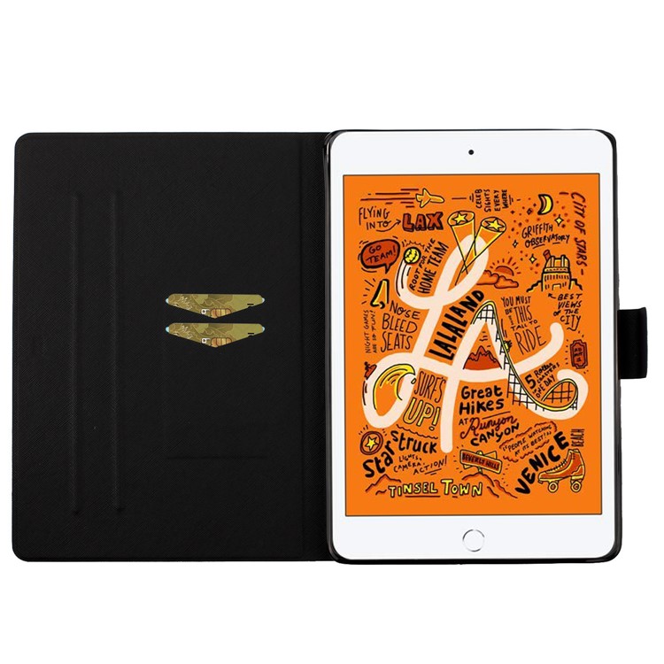 Flower Pattern Printing Card Holder Stand Tablet Shell for iPad mini (2019) 7.9 inch/4/3/2/1 - Red Flower-7